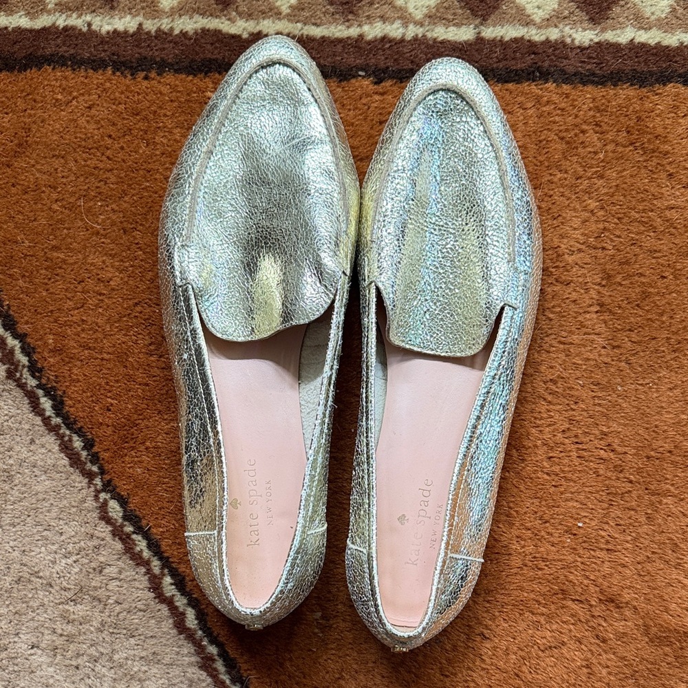 Kate Spade Metallic Gold Loafers